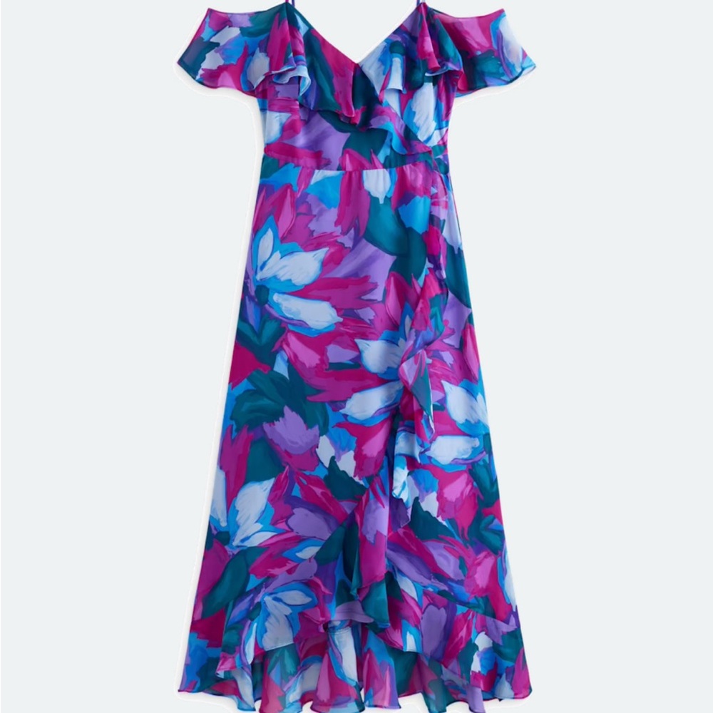 Maggy London Asymmetrical Dress in Purple and Blue